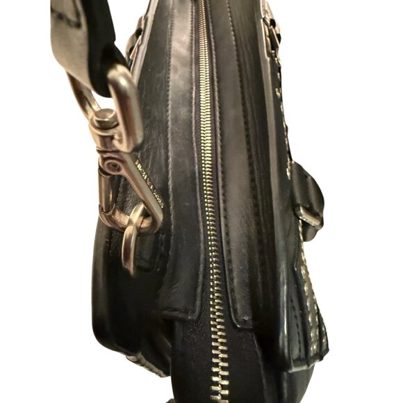 Michael Kors Diamond Grommet Selma Satchel Black Leather Handbag With Handles - Picture 7 of 12